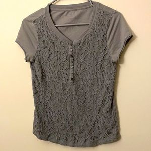 Aeropostale gray shirt, Size: L, small floral patterns.